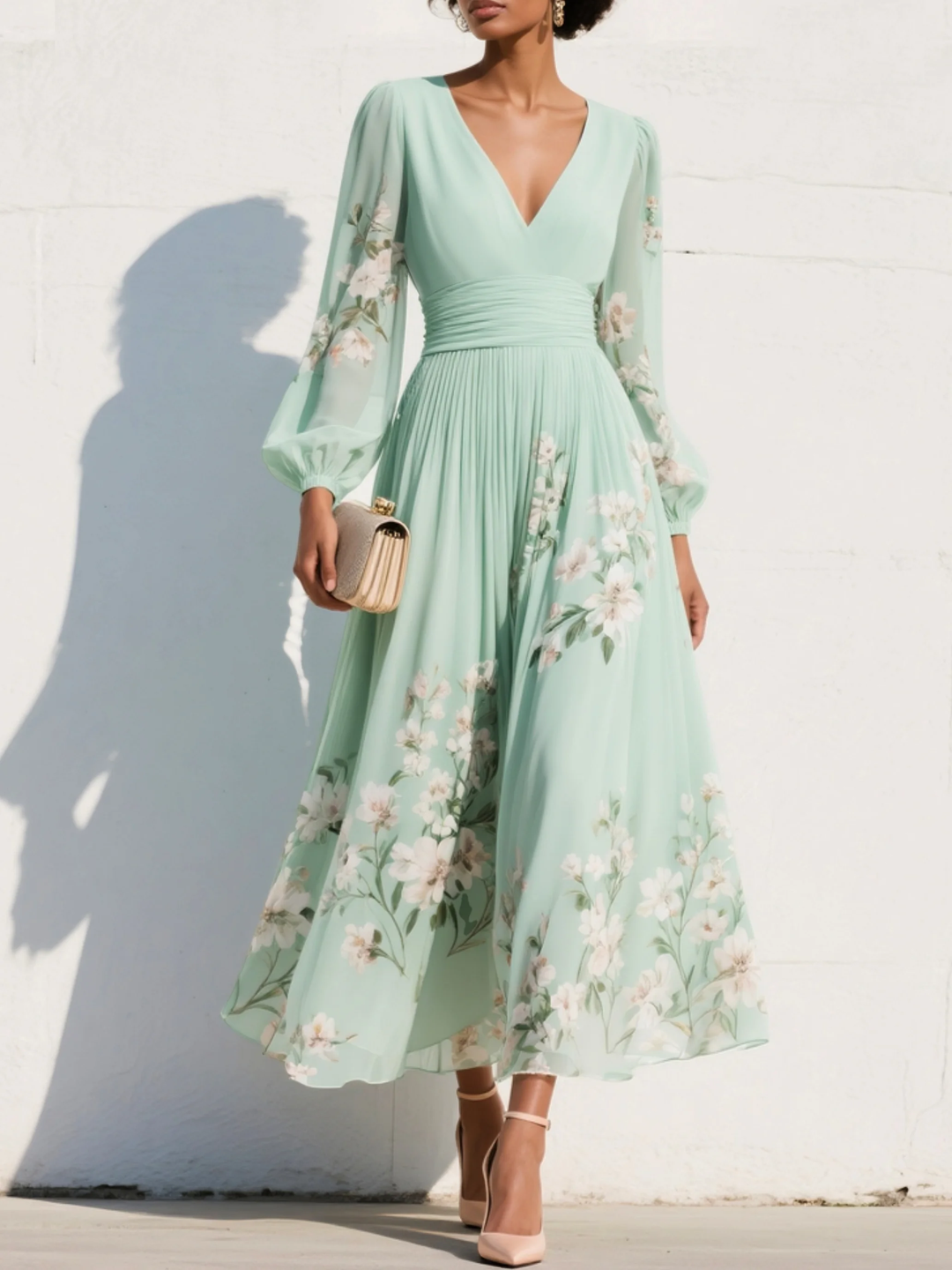 Lila – Elegantes Midikleid mit Blumenmuster