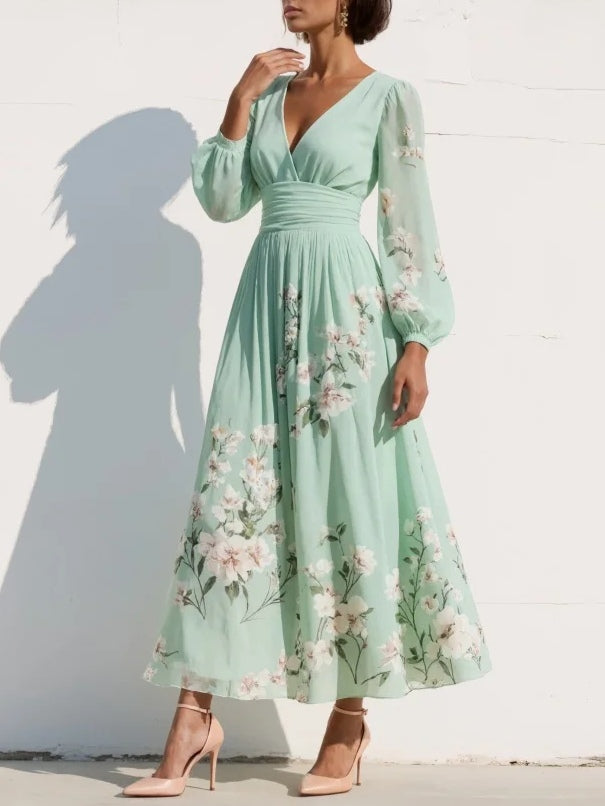 Lila – Elegantes Midikleid mit Blumenmuster
