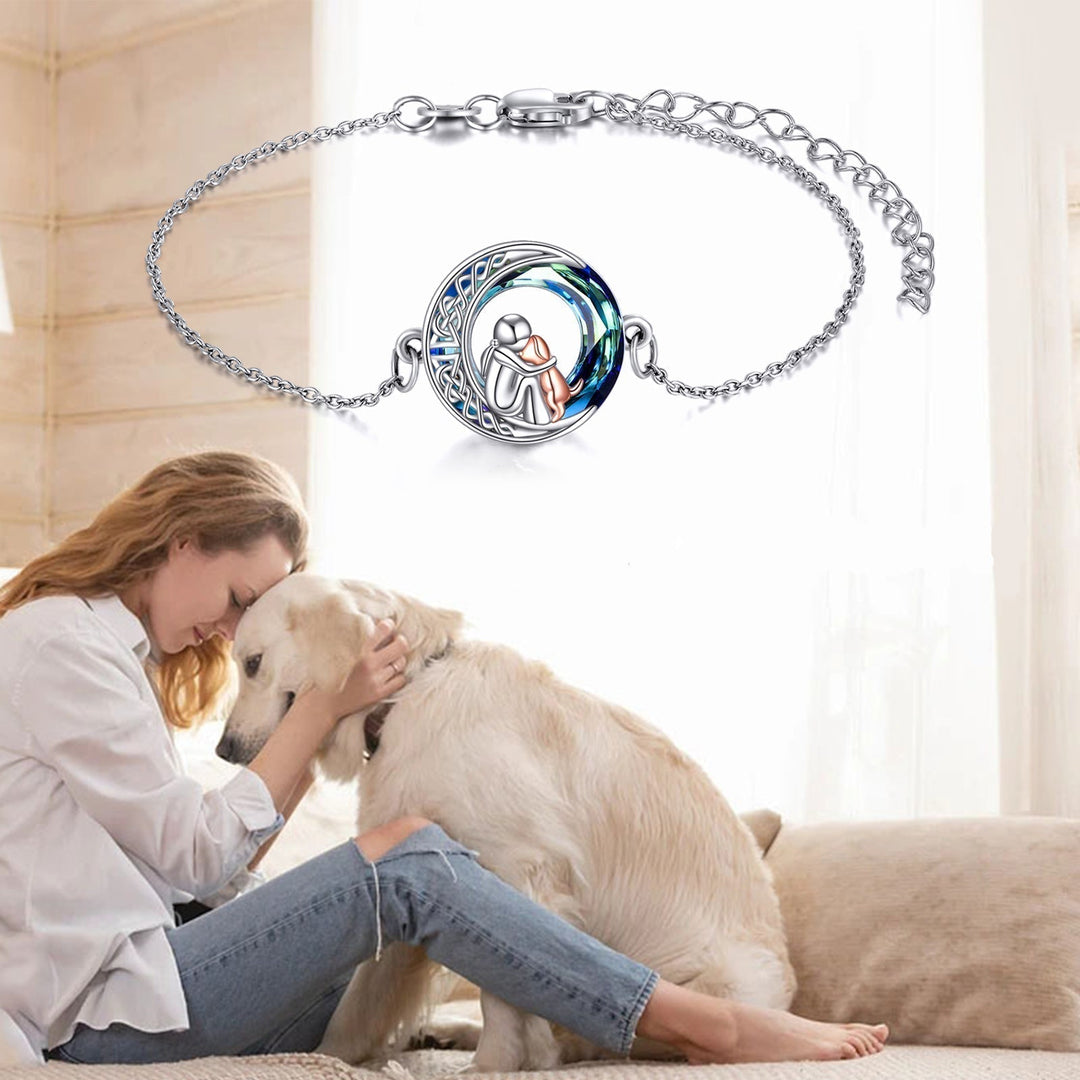 Verstellbares Glücksarmband aus 925er Sterling-Silber mit Hundemotiv