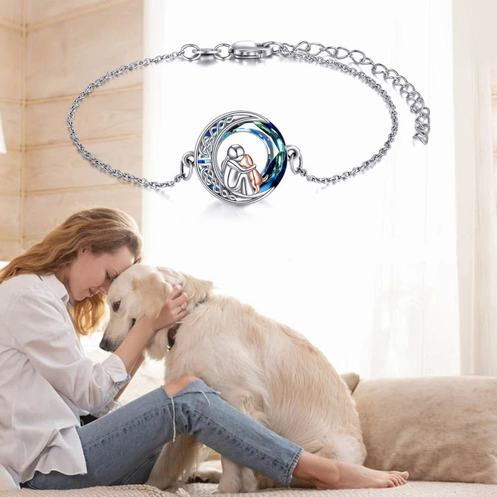 Verstellbares Glücksarmband aus 925er Sterling-Silber mit Hundemotiv