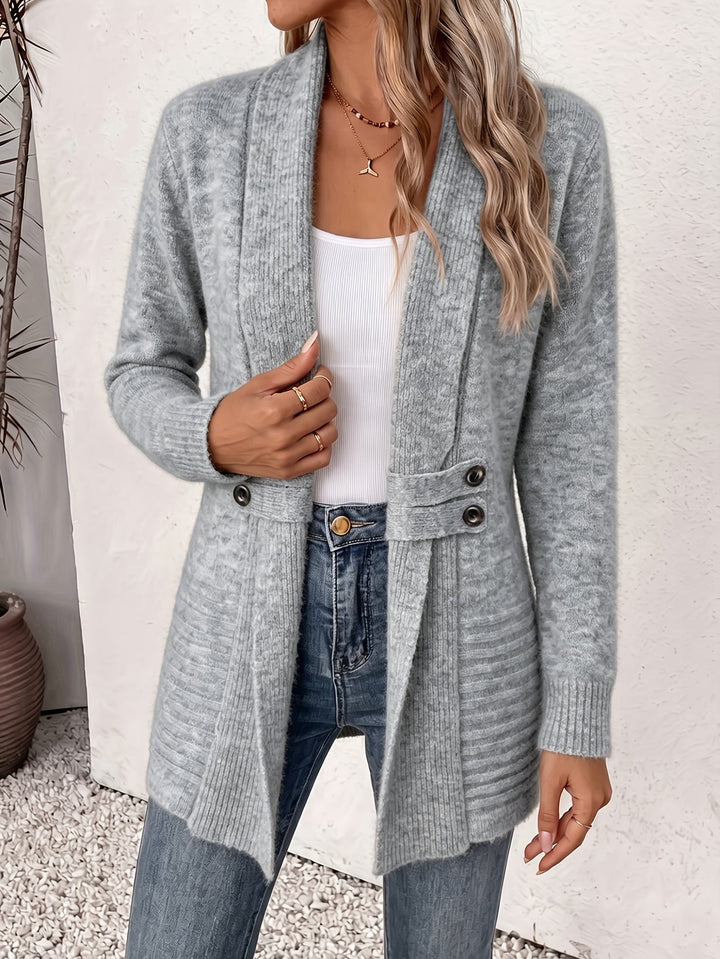 Ingrid| Eleganter Damen Cardigan - Offene Vorderseite &amp; Eingearbeitete Taille