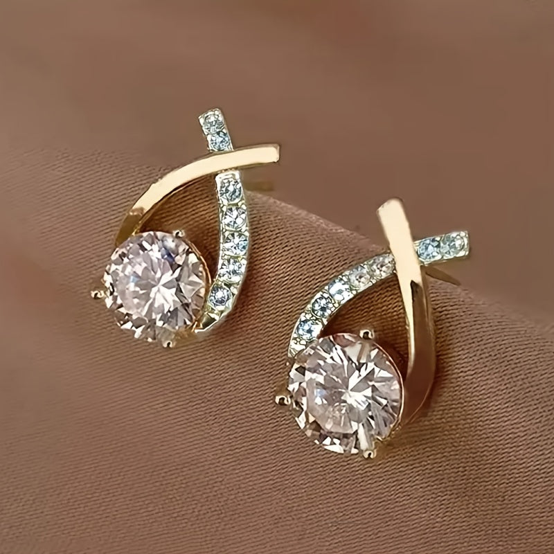 Goldene Kreuz Ohrringe mit Zirkonia