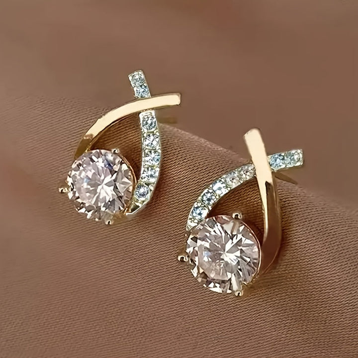 Goldene Kreuz Ohrringe mit Zirkonia