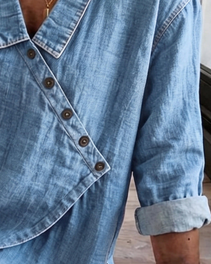 Damen Durchgeknöpfte Jeansbluse