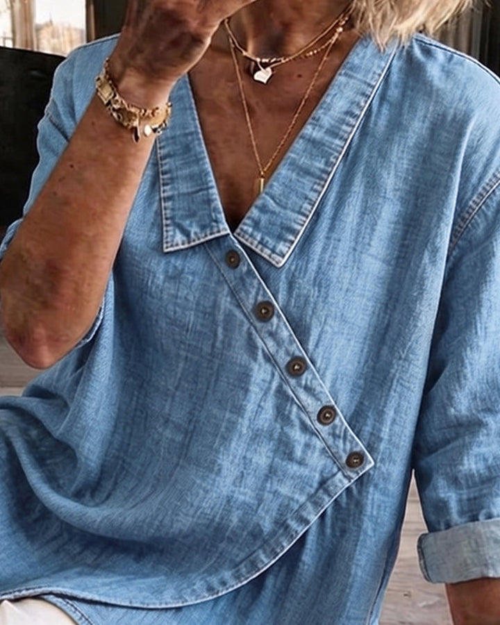 Damen Durchgeknöpfte Jeansbluse