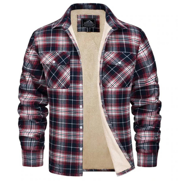 Herren Karierte Jacke mit Sherpa-Futter
