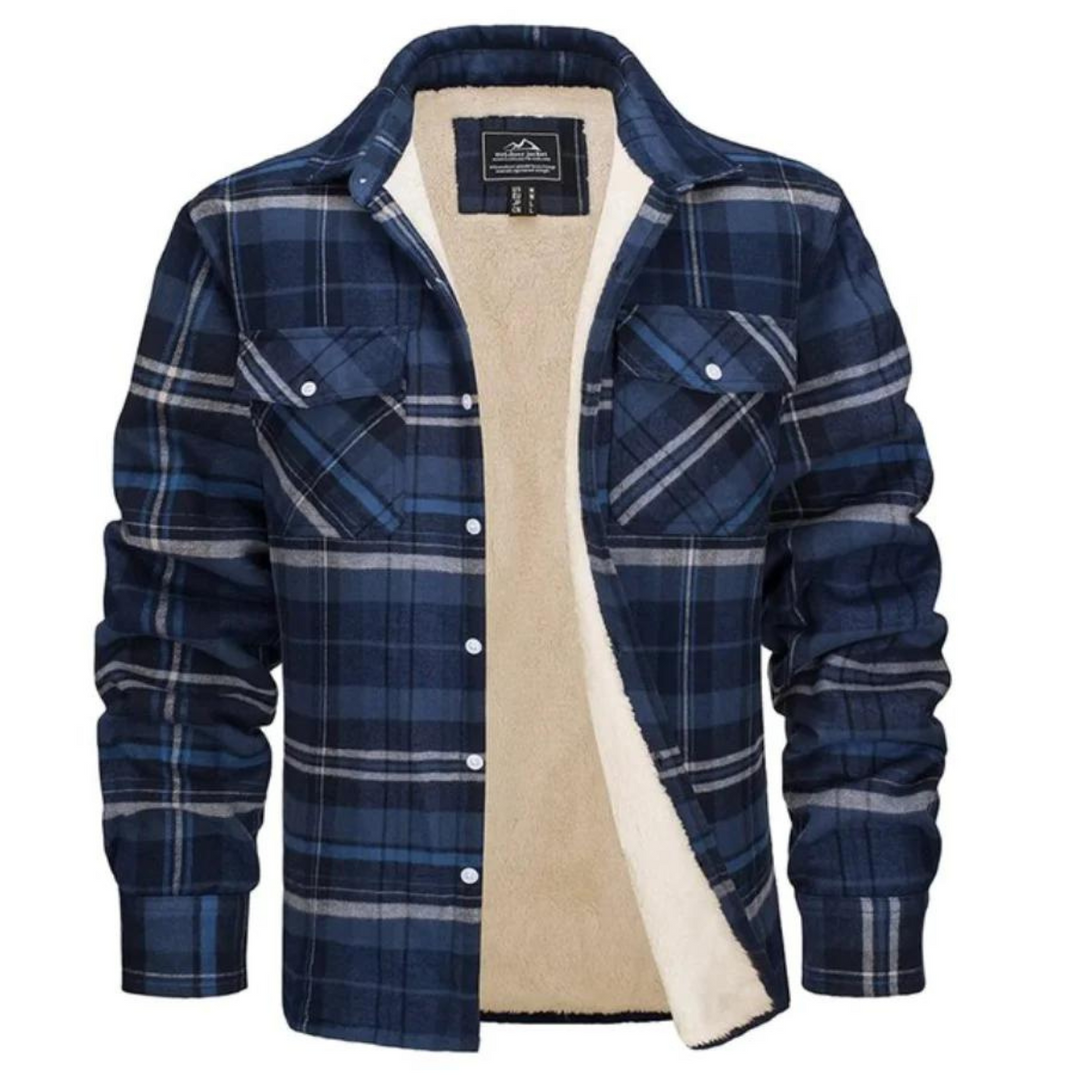 Herren Karierte Jacke mit Sherpa-Futter
