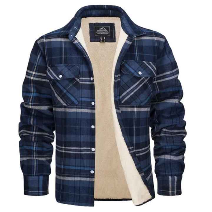 Herren Karierte Jacke mit Sherpa-Futter