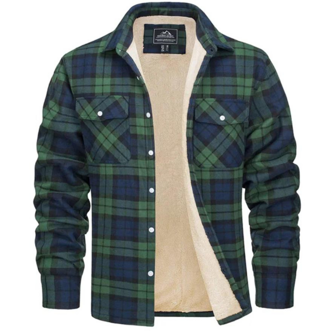 Herren Karierte Jacke mit Sherpa-Futter