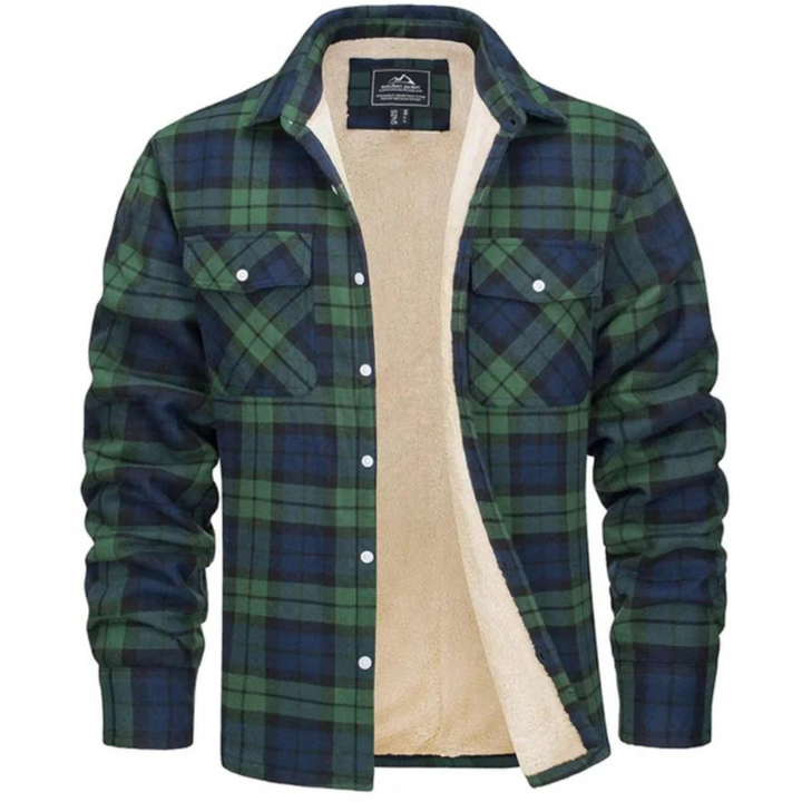 Herren Karierte Jacke mit Sherpa-Futter