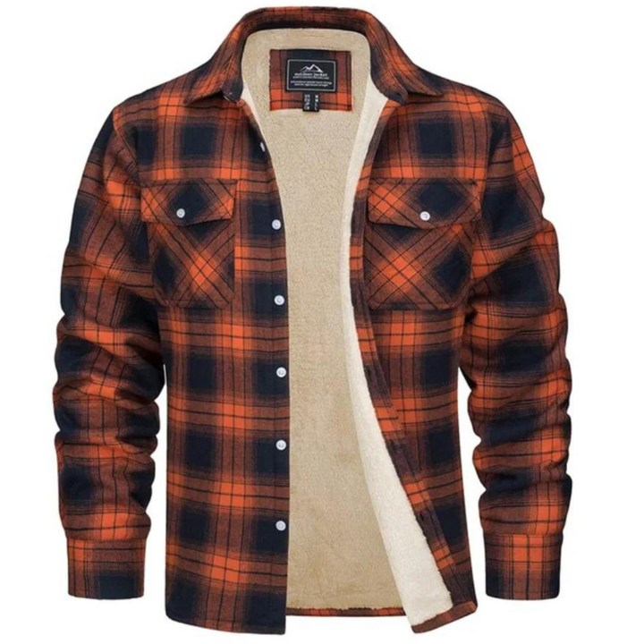 Herren Karierte Jacke mit Sherpa-Futter