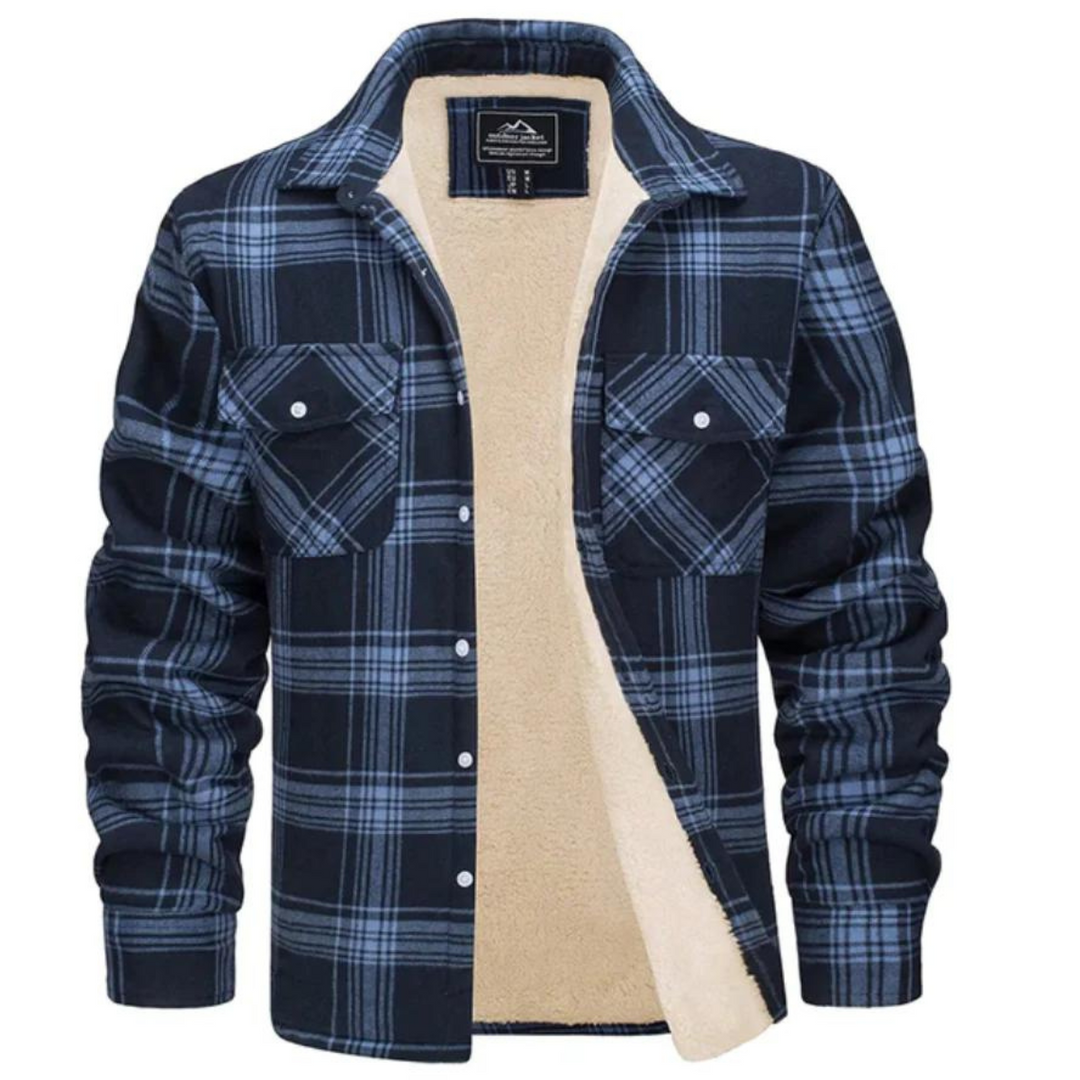 Herren Karierte Jacke mit Sherpa-Futter