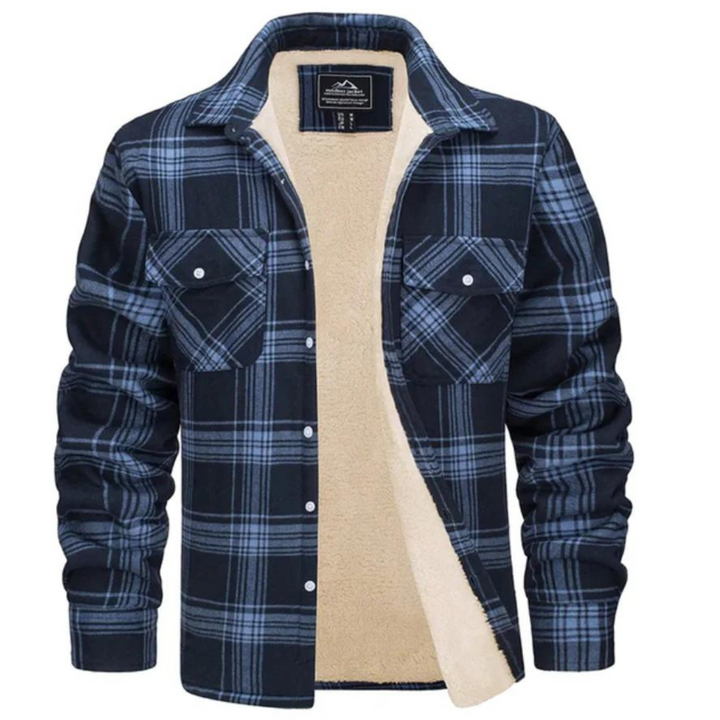 Herren Karierte Jacke mit Sherpa-Futter