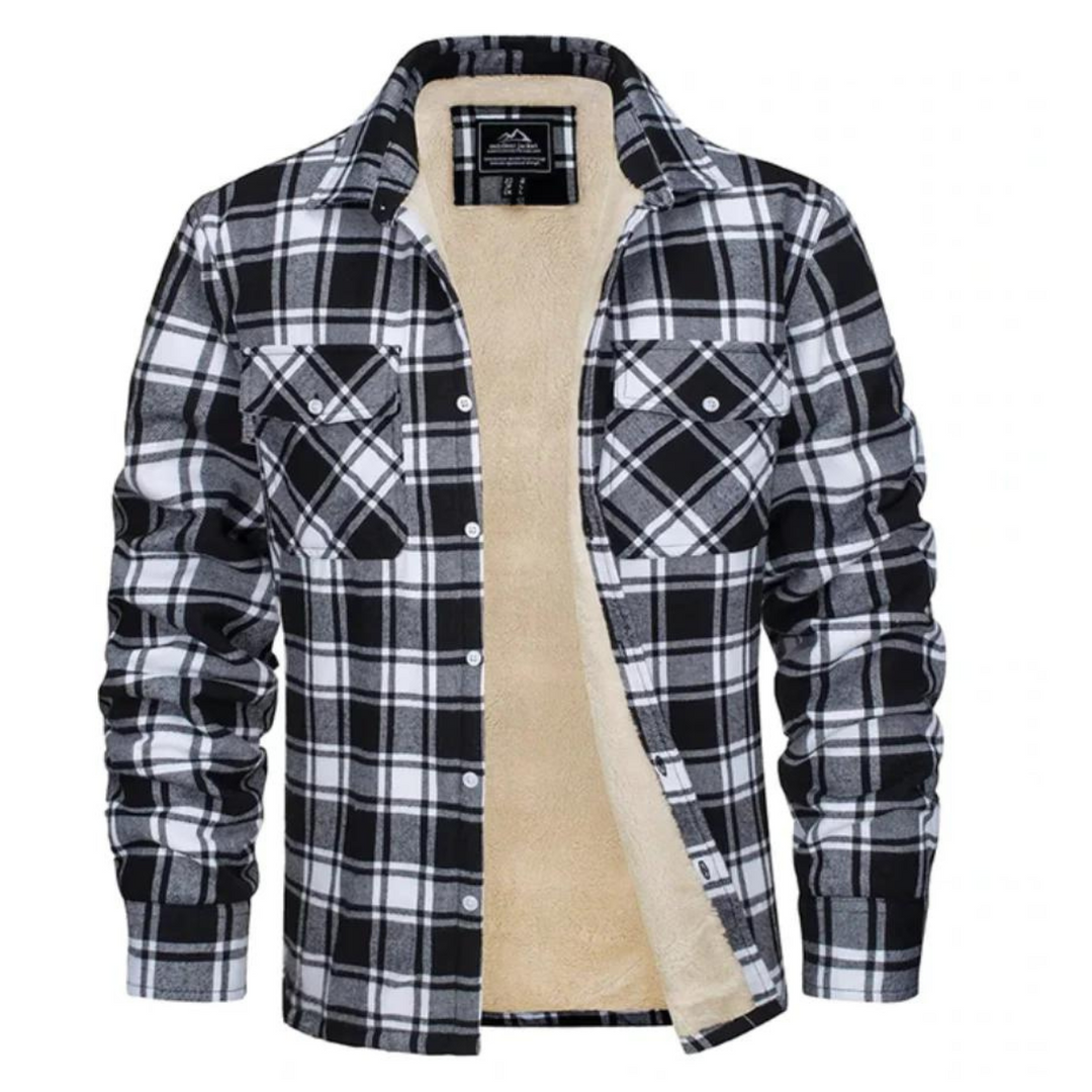 Herren Karierte Jacke mit Sherpa-Futter