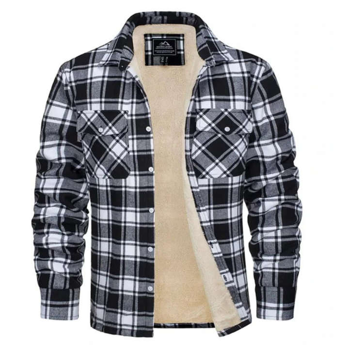 Herren Karierte Jacke mit Sherpa-Futter