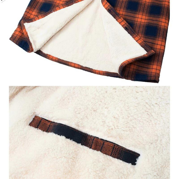 Herren Karierte Jacke mit Sherpa-Futter