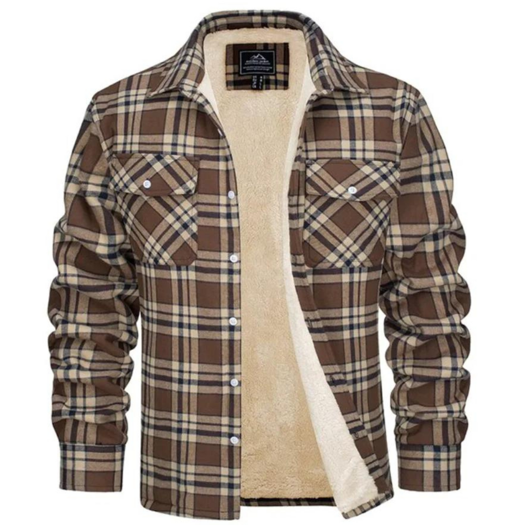 Herren Karierte Jacke mit Sherpa-Futter