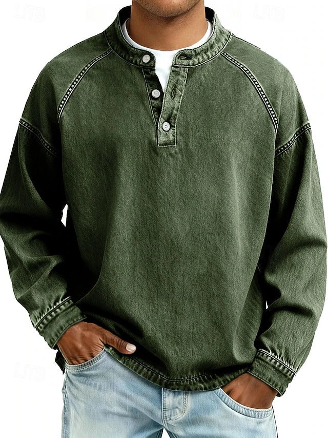 Thomas | Gewaschenes Langarm-Henley
