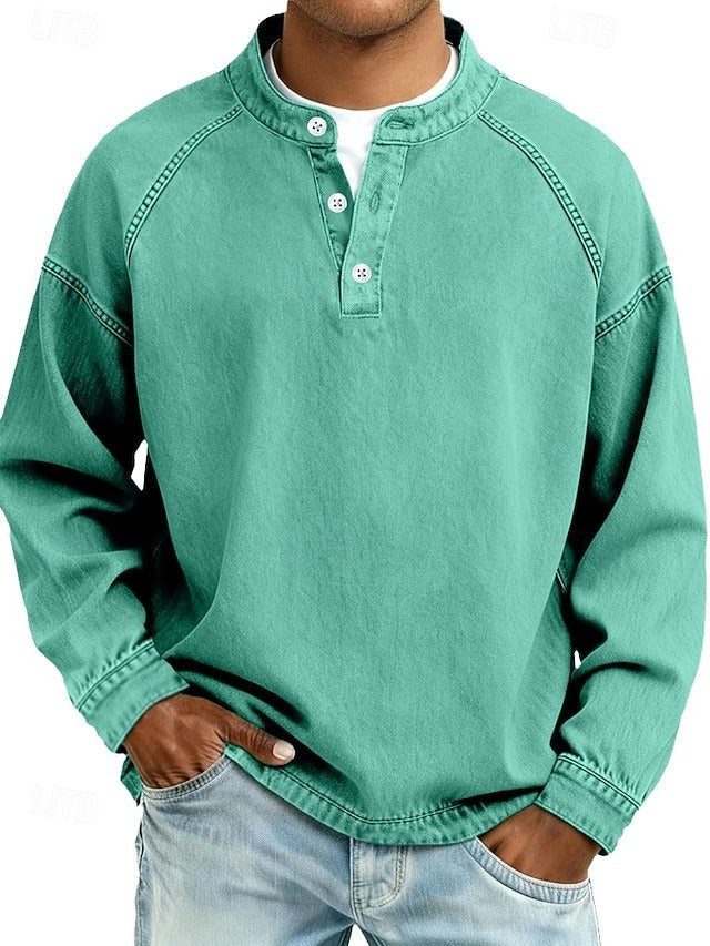 Thomas | Gewaschenes Langarm-Henley