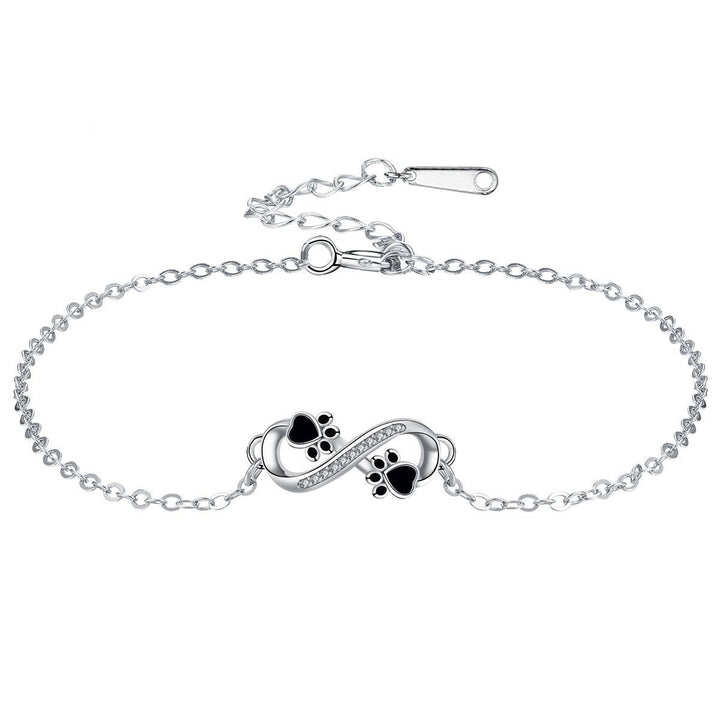 Armband mit Unendlichkeitssymbol, Anhänger mit Pfotenabdruck und Zirkonia
