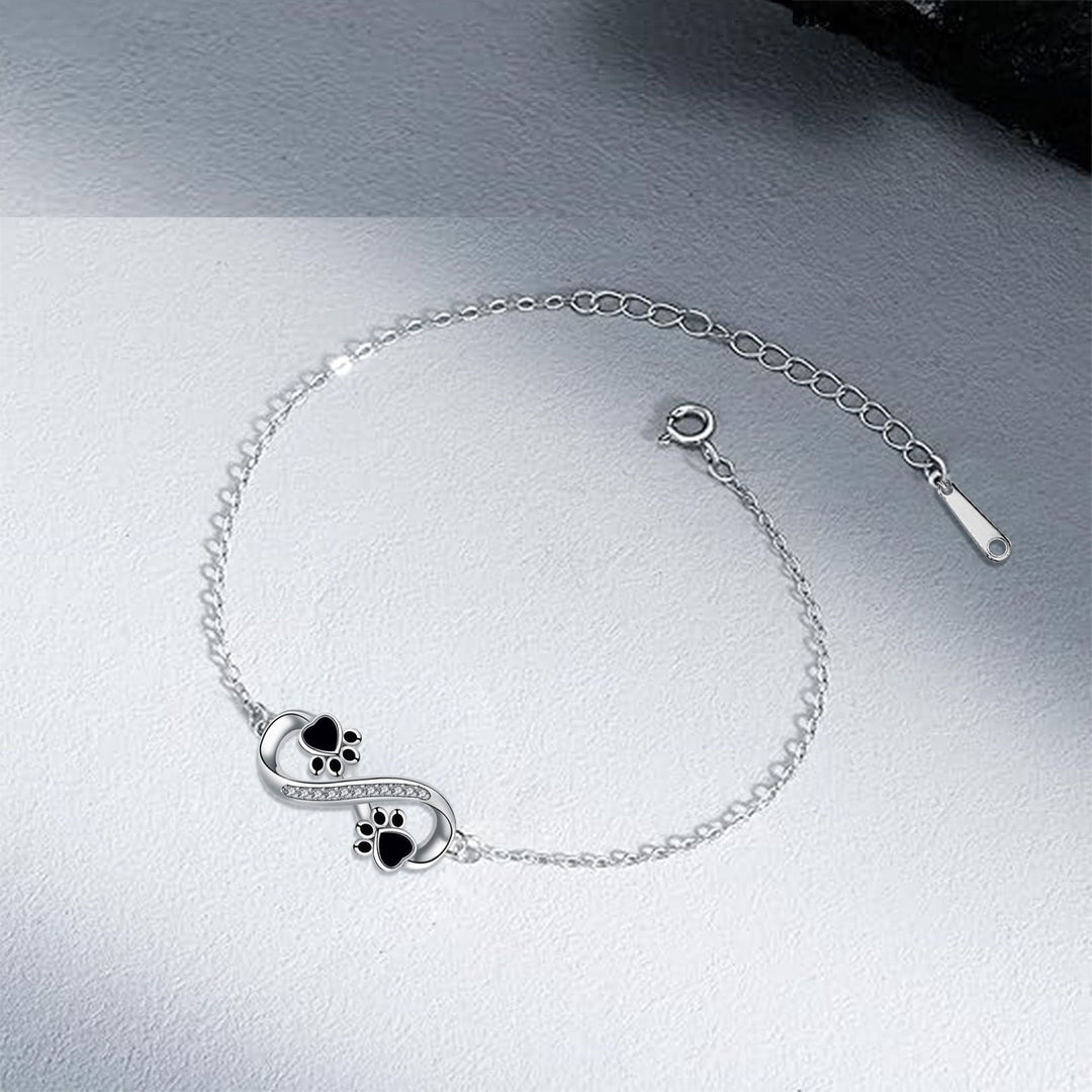 Armband mit Unendlichkeitssymbol, Anhänger mit Pfotenabdruck und Zirkonia