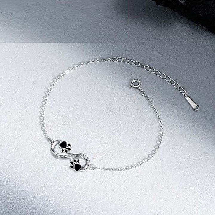 Armband mit Unendlichkeitssymbol, Anhänger mit Pfotenabdruck und Zirkonia