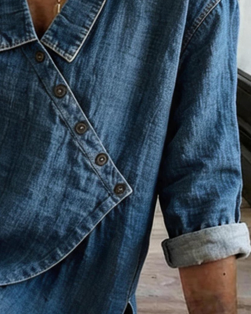 Damen Durchgeknöpfte Jeansbluse