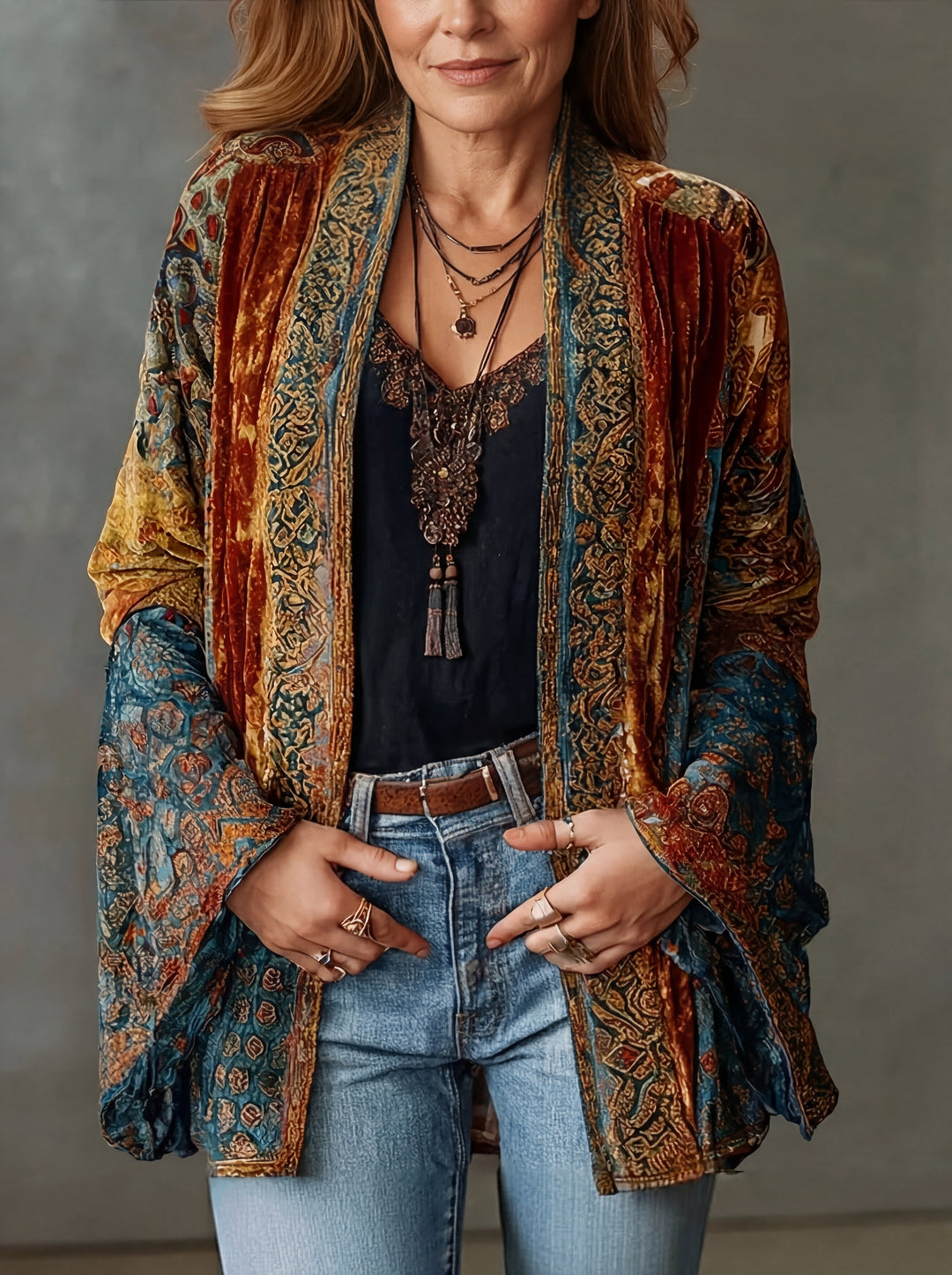 Boho Offen fallende Jacke