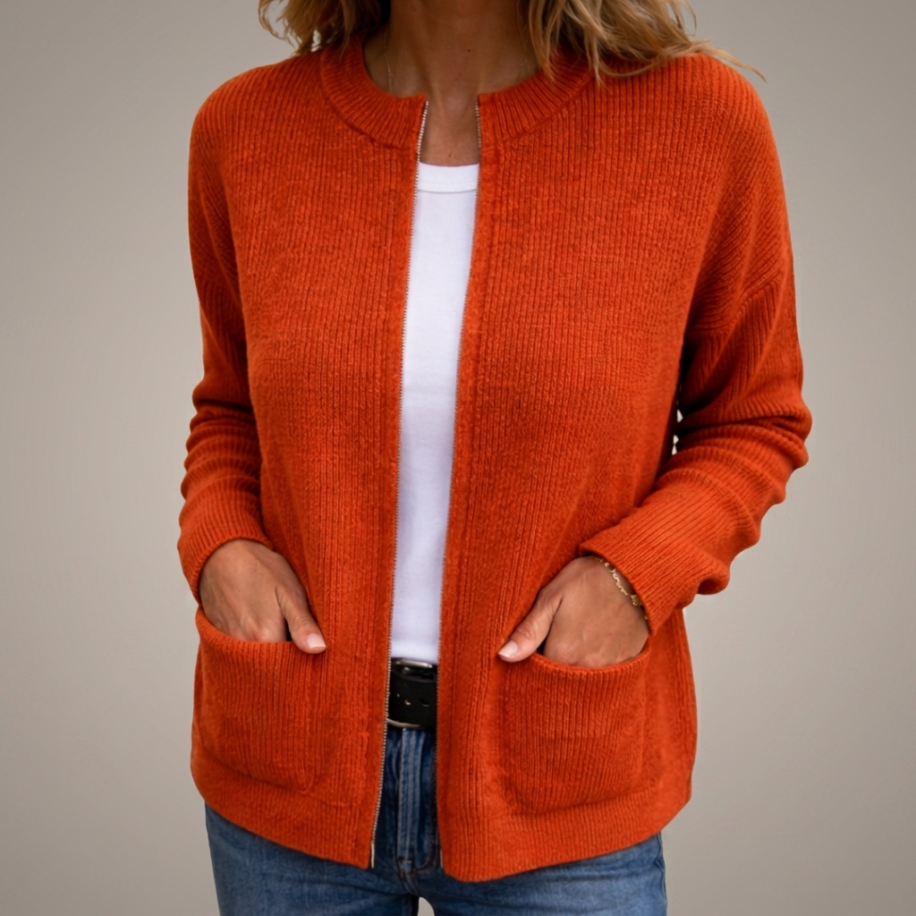 Delacroix Weiche Strickjacke mit Reißverschluss