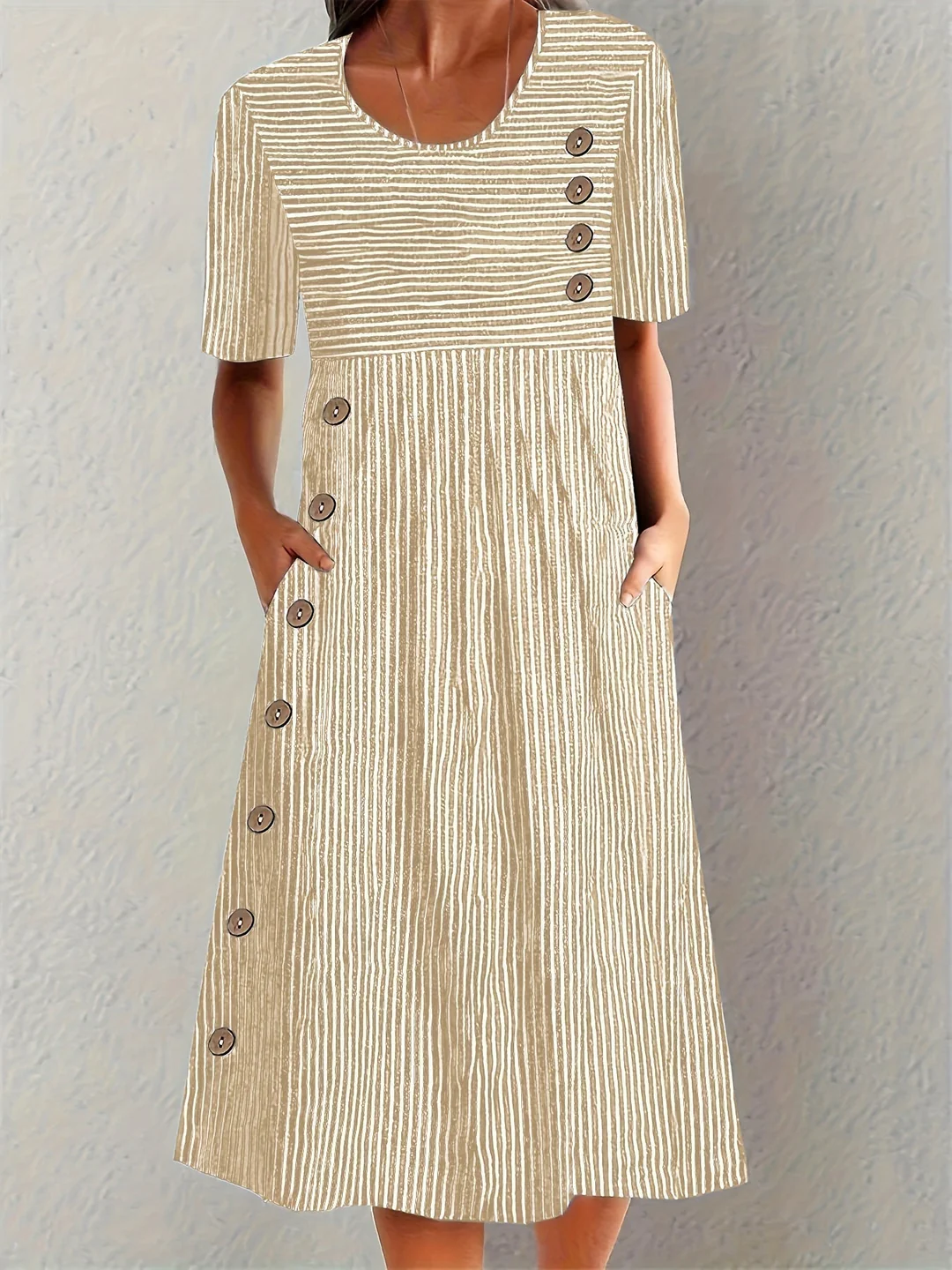 Marina - Elegantes gestreiftes Midikleid