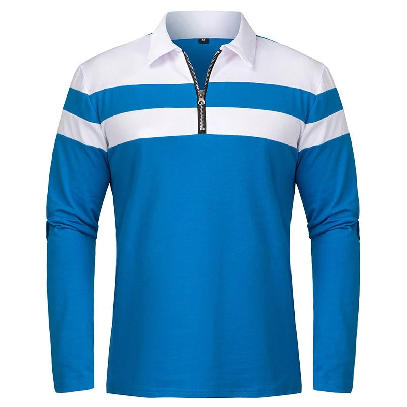 Elegant gestreifter Pullover mit Reißverschluss