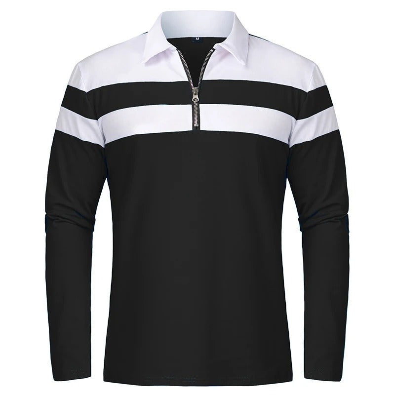 Elegant gestreifter Pullover mit Reißverschluss