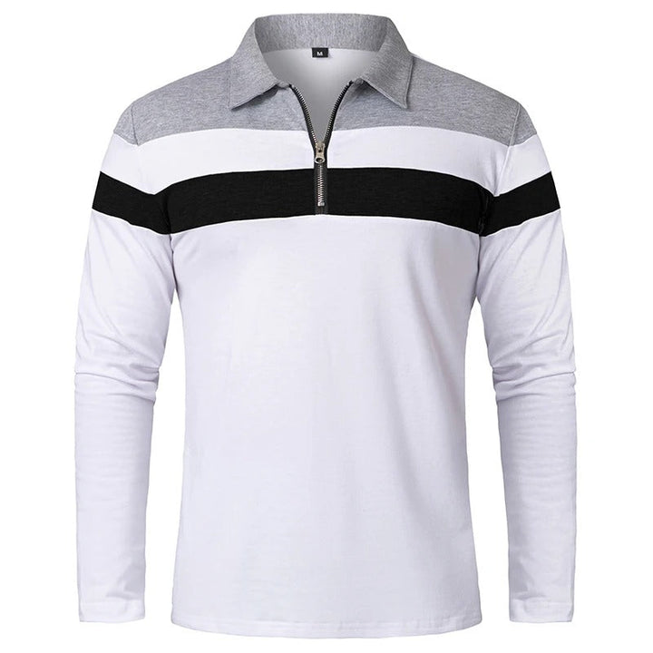 Elegant gestreifter Pullover mit Reißverschluss