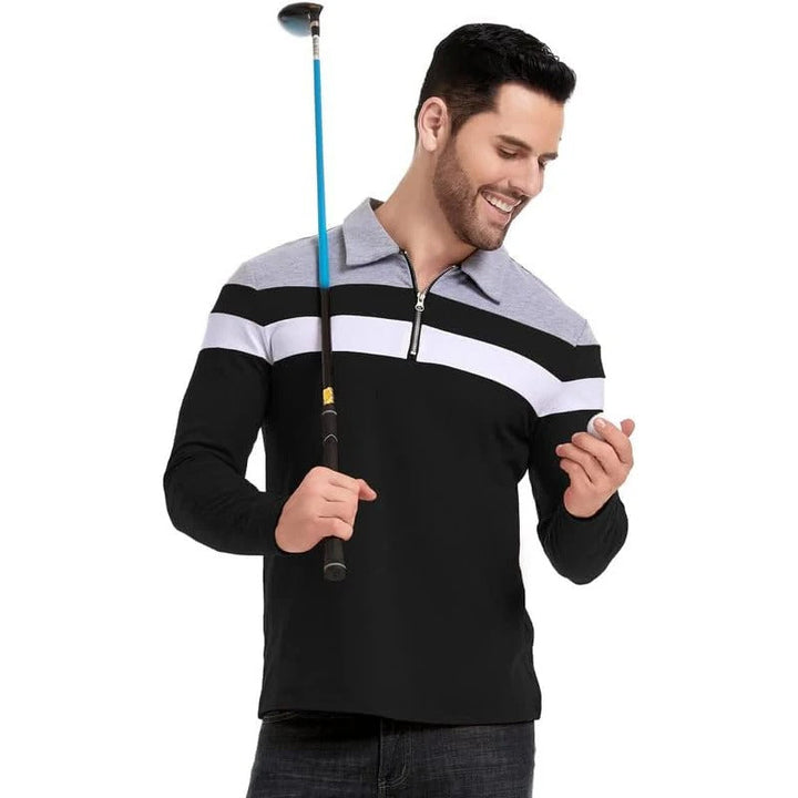 Elegant gestreifter Pullover mit Reißverschluss