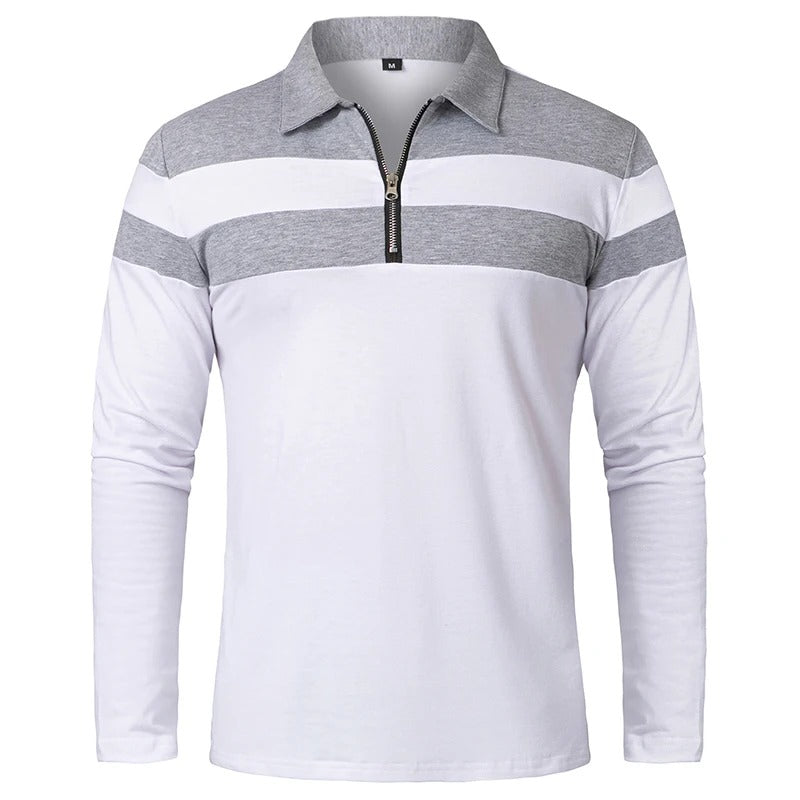 Elegant gestreifter Pullover mit Reißverschluss