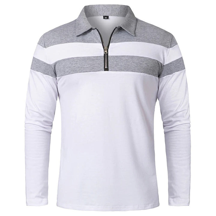Elegant gestreifter Pullover mit Reißverschluss