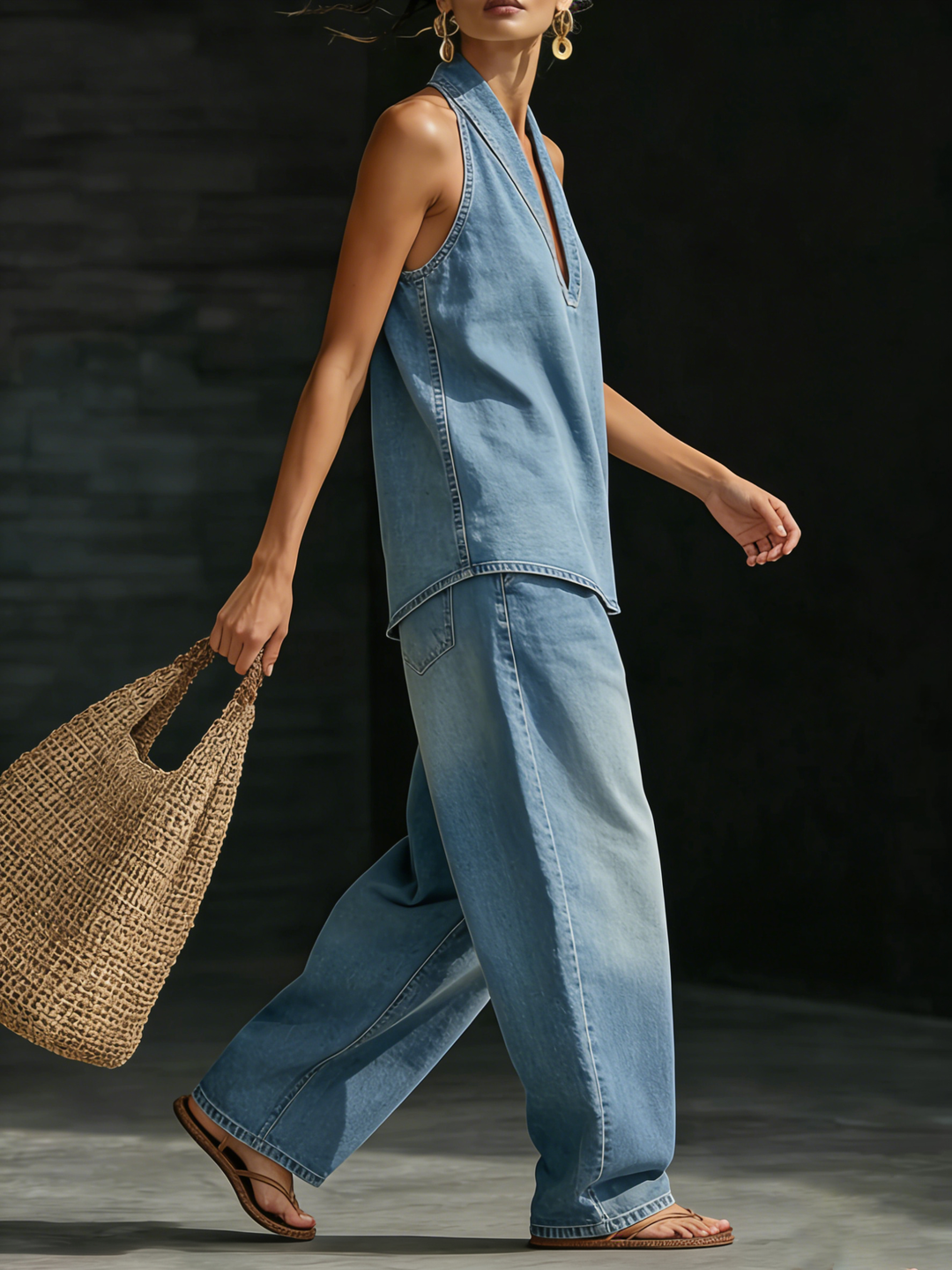 Lena | Bequemes minimalistisches Denim-Zweiteiler-Set