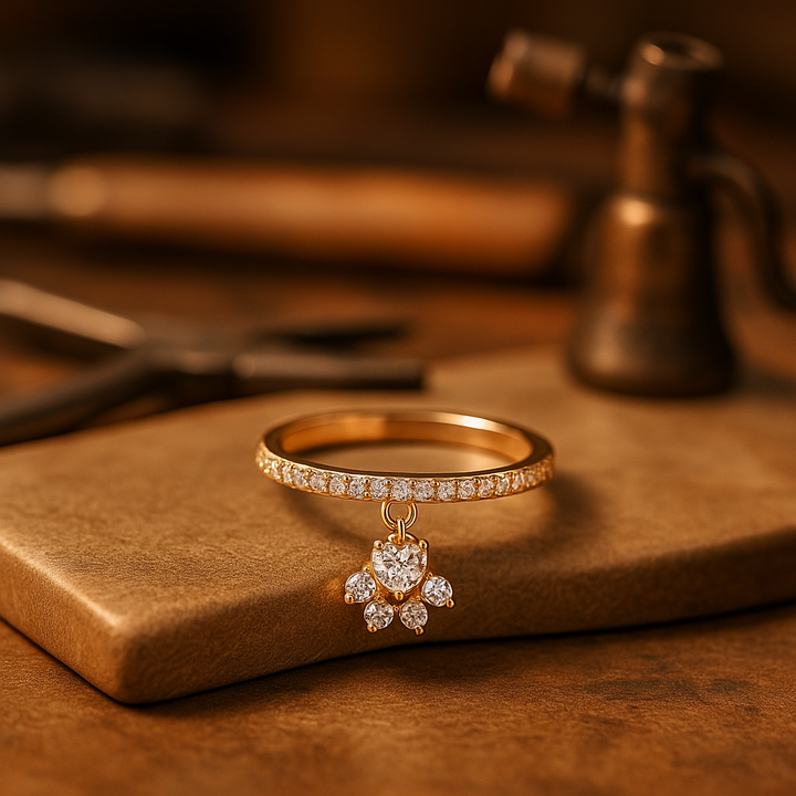 Anello Paw &amp; Heart – Effekt von Gold und Silber