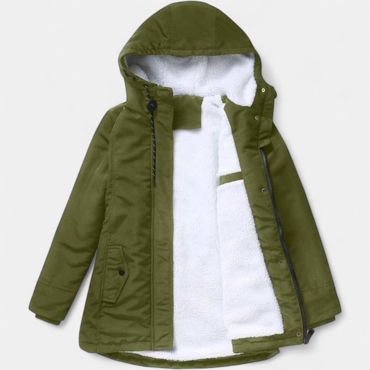 AMINA | Dicke Winterjacke mit Kapuze und wattierter Innenausstattung für winterliche Wärme