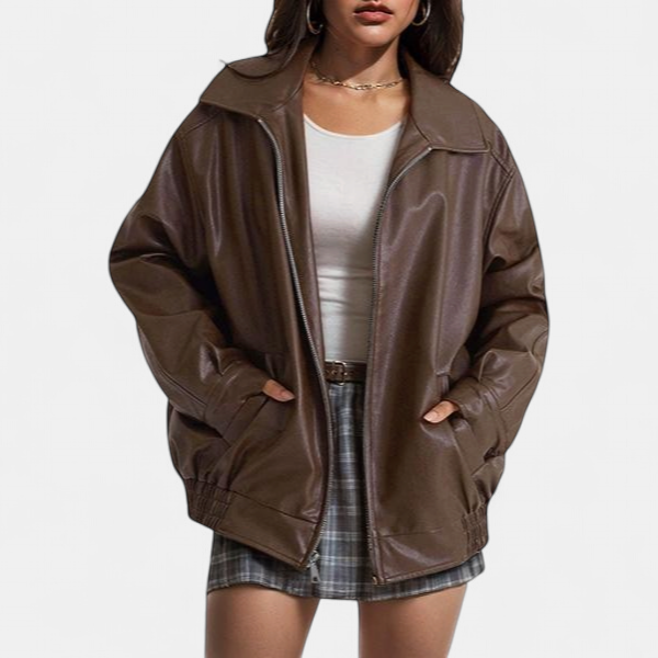 KENDRA | Damen Oversized Faux-Suede Leder Motorradjacke