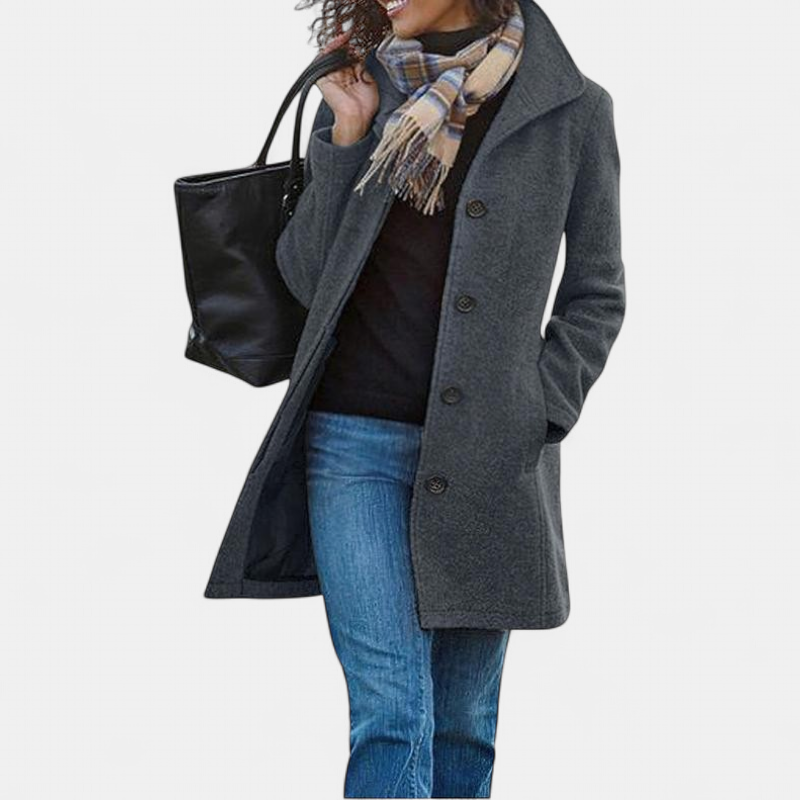 GABRIELA | Lässiger Wollmischung-Peacoat mit einreihigem Design