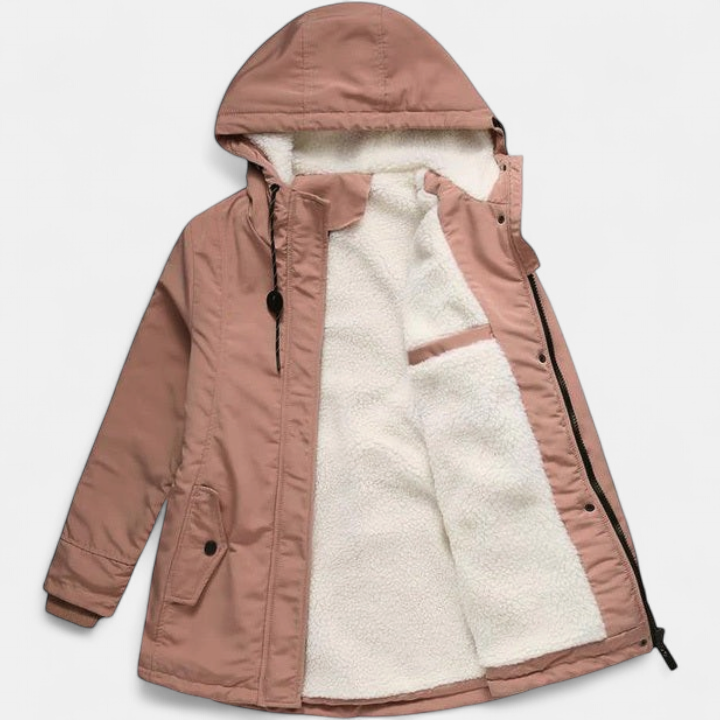 AMINA | Dicke Winterjacke mit Kapuze und wattierter Innenausstattung für winterliche Wärme