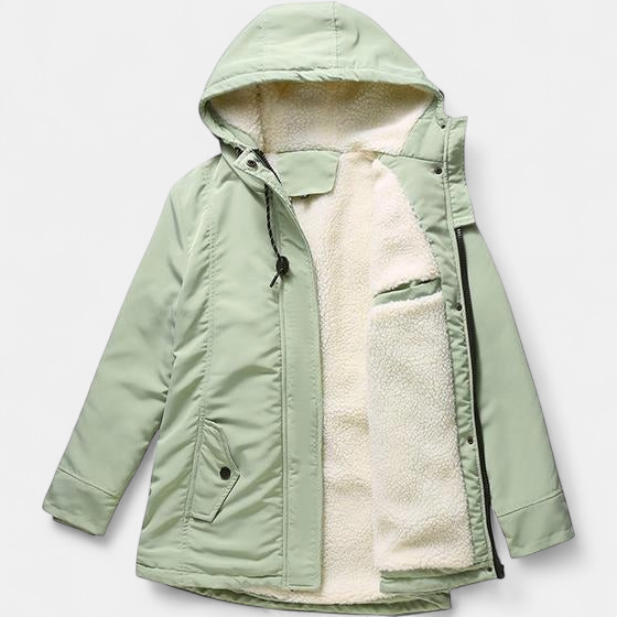 AMINA | Dicke Winterjacke mit Kapuze und wattierter Innenausstattung für winterliche Wärme
