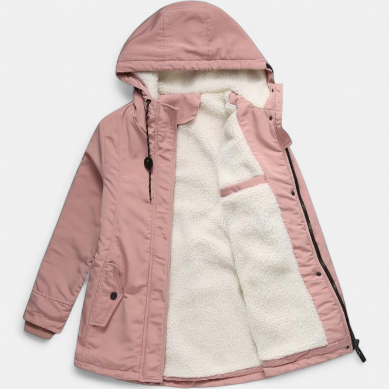 AMINA | Dicke Winterjacke mit Kapuze und wattierter Innenausstattung für winterliche Wärme