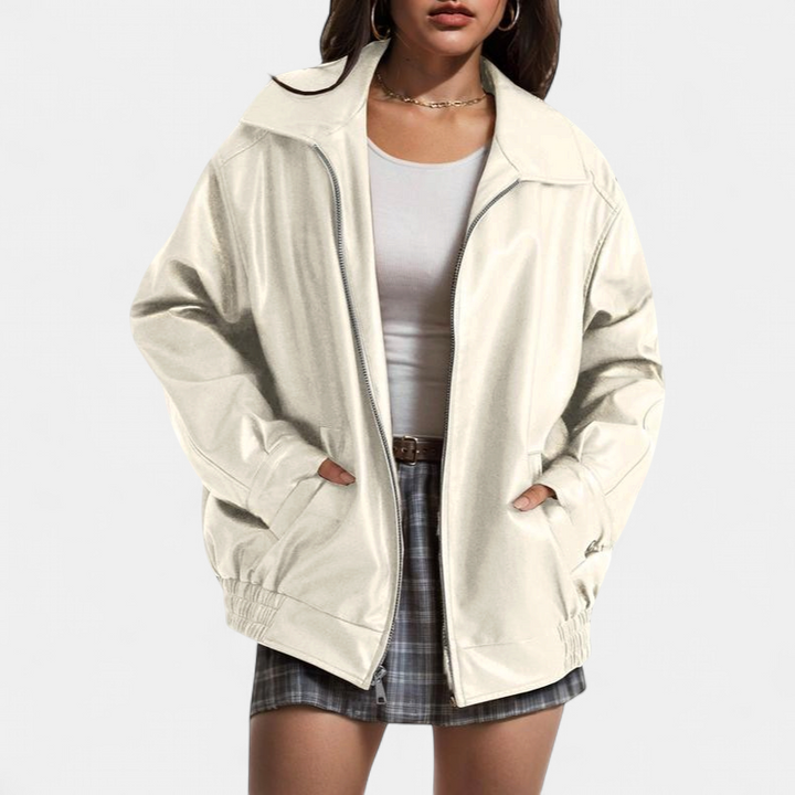 KENDRA | Damen Oversized Faux-Suede Leder Motorradjacke