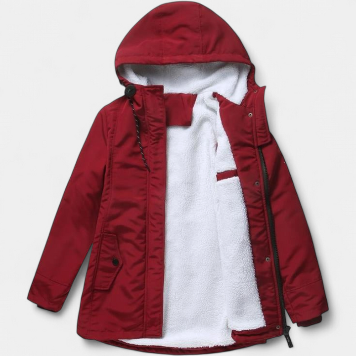 AMINA | Dicke Winterjacke mit Kapuze und wattierter Innenausstattung für winterliche Wärme