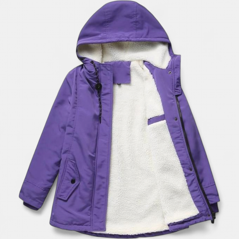 AMINA | Dicke Winterjacke mit Kapuze und wattierter Innenausstattung für winterliche Wärme
