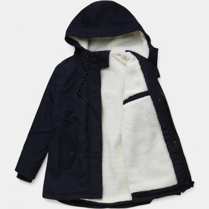 AMINA | Dicke Winterjacke mit Kapuze und wattierter Innenausstattung für winterliche Wärme