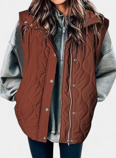 OLIVIA | Damen Casual Oversized Puffer-Weste mit Stehkragen
