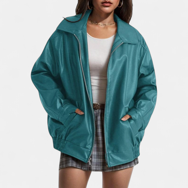 KENDRA | Damen Oversized Faux-Suede Leder Motorradjacke